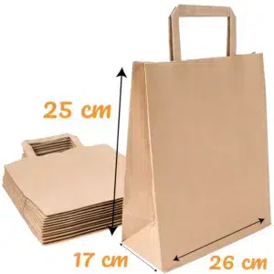 sac kraft avec poignées 26+17x25 cm pour les formules déjeuner boulanger traiteur sandwicherie